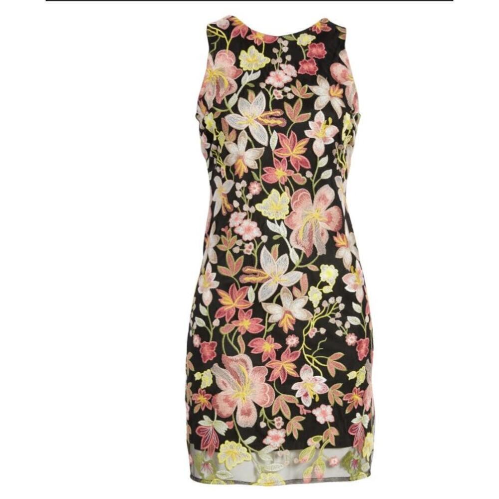 Women’s 6 Sam Edelman Floral Embroidered Mini Dress Bow Back NWT